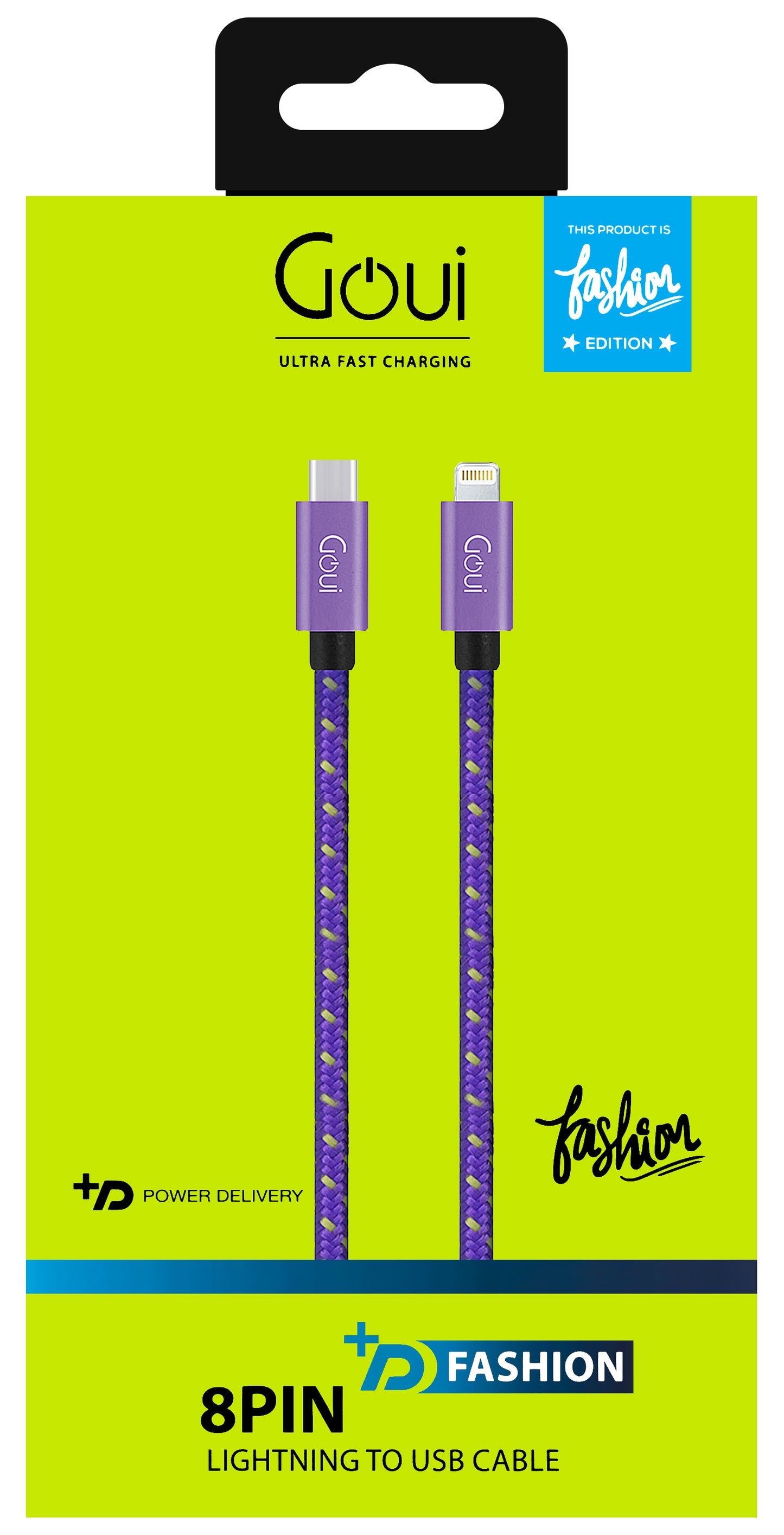 Câble de données et de charge USB-C - Lightning Goui Fashion, 18W, 1m, Purple G-FASHIONC94P