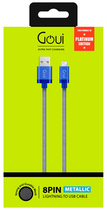 Câble de données et de charge USB-A - Lightning Goui Metallic, 18W, 1m, Bleu G-LC8PIN-02B