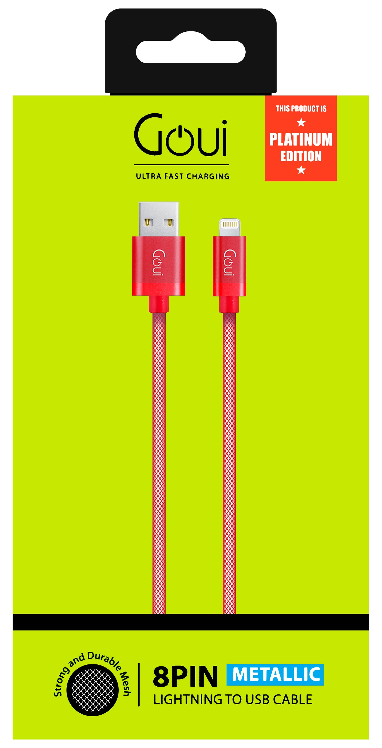 Câble de données et de charge USB-A - Lightning Goui Metallic, 18W, 1m, Rouge G-LC8PIN-02R