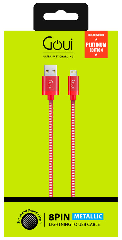 Câble de données et de charge USB-A - Lightning Goui Metallic, 18W, 1m, Rouge G-LC8PIN-02R