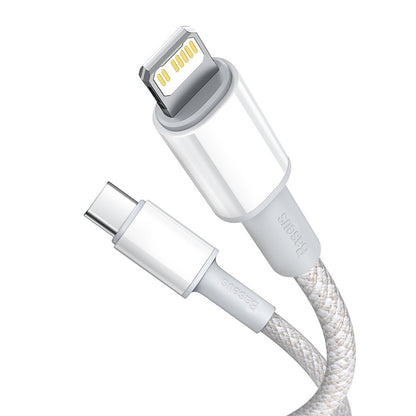 Câble de données et de charge USB-C - Lightning Baseus tressé haute densité, 20W, 2m, blanc CATLGD-A02