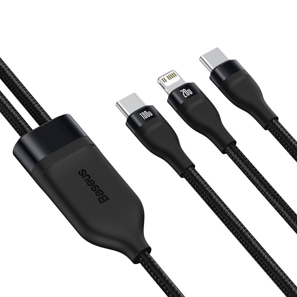 Câble de Données et de Charge USB-C - Lightning / USB-C Baseus Flash Series 2in1, 100W, 1.2m, Noir CA1T2-F01