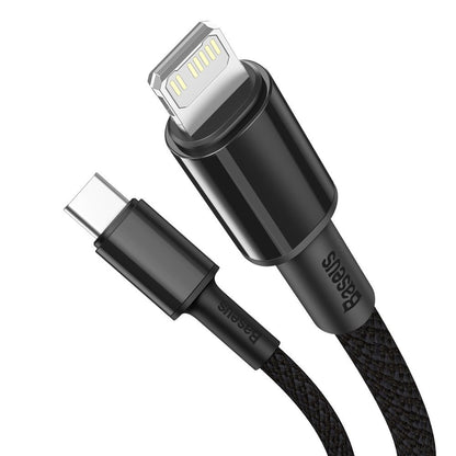 Baseus Câble de données et de charge USB-C - Lightning tressé à haute densité, 20W, 2m, noir CATLGD-A01