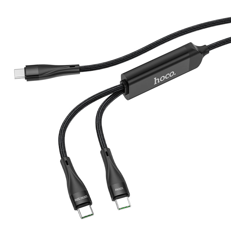 Câble de données et de charge USB-C - USB-C HOCO U102 Super, 100W, 1.2m, Noir