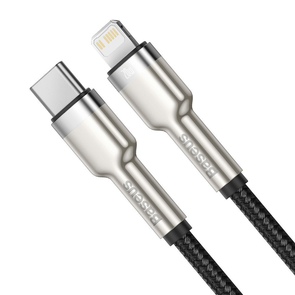 Câble de Données et de Charge USB-C - Lightning Baseus Cafule Metal Series, 20W, 2m, Noir CATLJK-B01