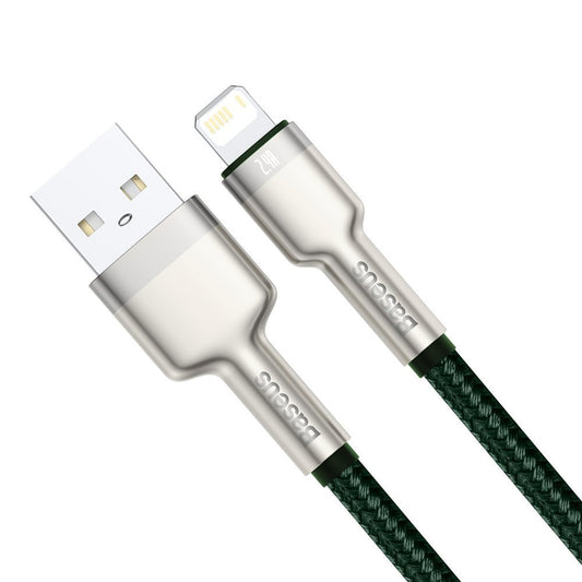 Câble de Données et de Charge USB-A - Lightning Baseus Cafule Metal Series, 18W, 1m, Vert CALJK-A06