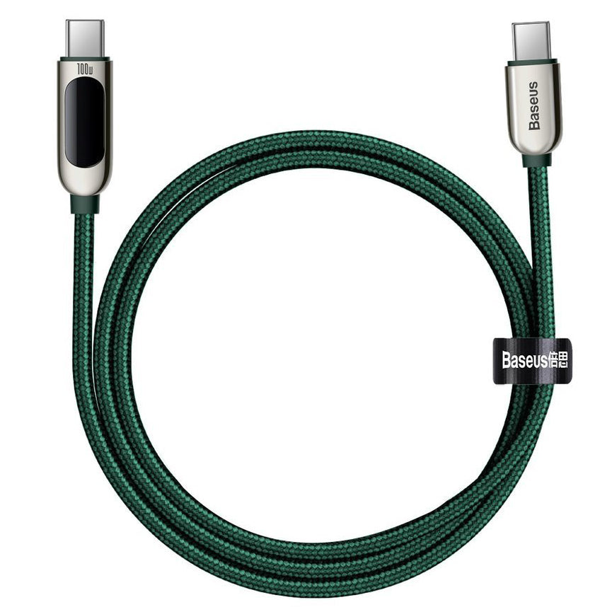 Câble de données et de charge USB-C - Chargement rapide USB-C Baseus Display, 100W, 1m, vert CATSK-B06