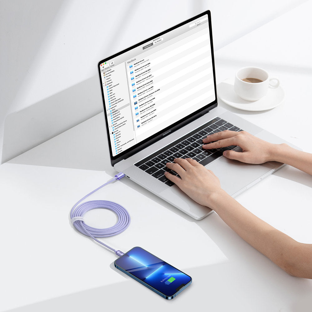 Câble de Données et de Charge USB-C - Lightning Baseus Crystal Shine Series, 20W, 2m, Mauve CAJY000305
