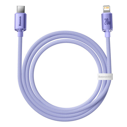 Câble de Données et de Charge USB-C - Lightning Baseus Crystal Shine Series, 20W, 1.2m, Violet CAJY000205