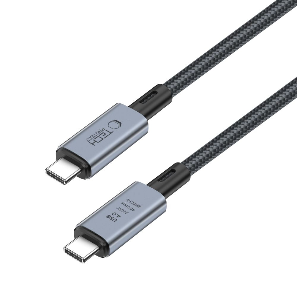 Câble de données et de charge USB-C - USB-C Tech-Protect Ultraboost Max, 240W, 1m, Gris 