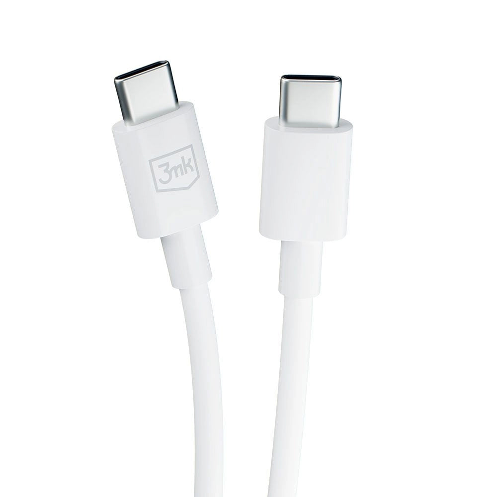 Câble de données et de charge USB-C - USB-C 3MK Hyper, 100W, 1.2m, blanc 