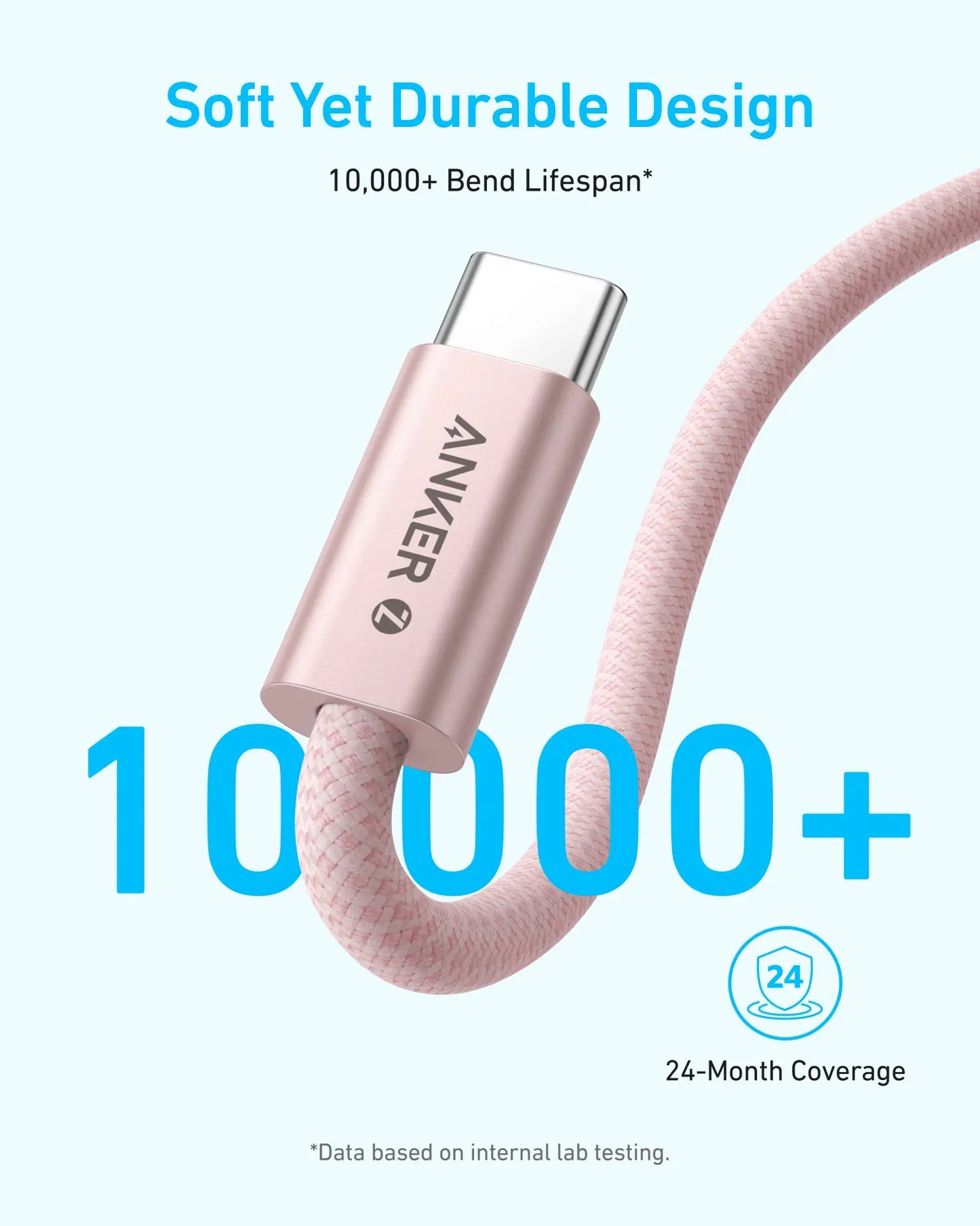 Câble de Données et de Charge USB-C - USB-C Anker Zolo, 240W, 1m, Noir A8060H11