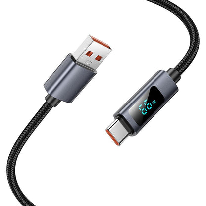 Câble de Données et de Charge USB-A - USB-C HOCO Display X112, 100W, 1m, Noir