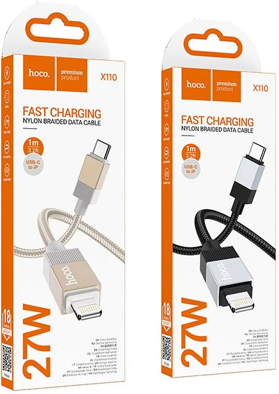 Câble de Données et de Charge USB-C - Lightning HOCO X110, 27W, 1m, Noir