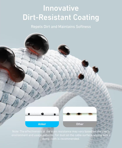 Câble de Données et de Charge USB-C - USB-C Anker Zolo, 240W, 1m, Blanc A8060H21