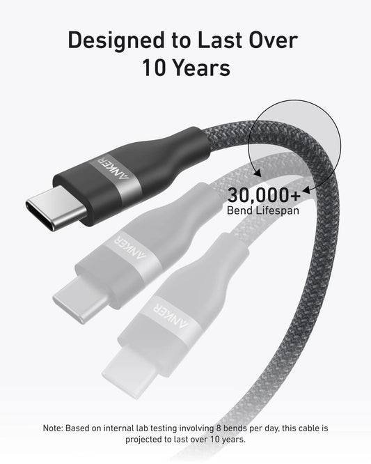 Câble de Données et de Charge USB-C - USB-C Anker, 240W, 0.9m, Noir A82E2H11