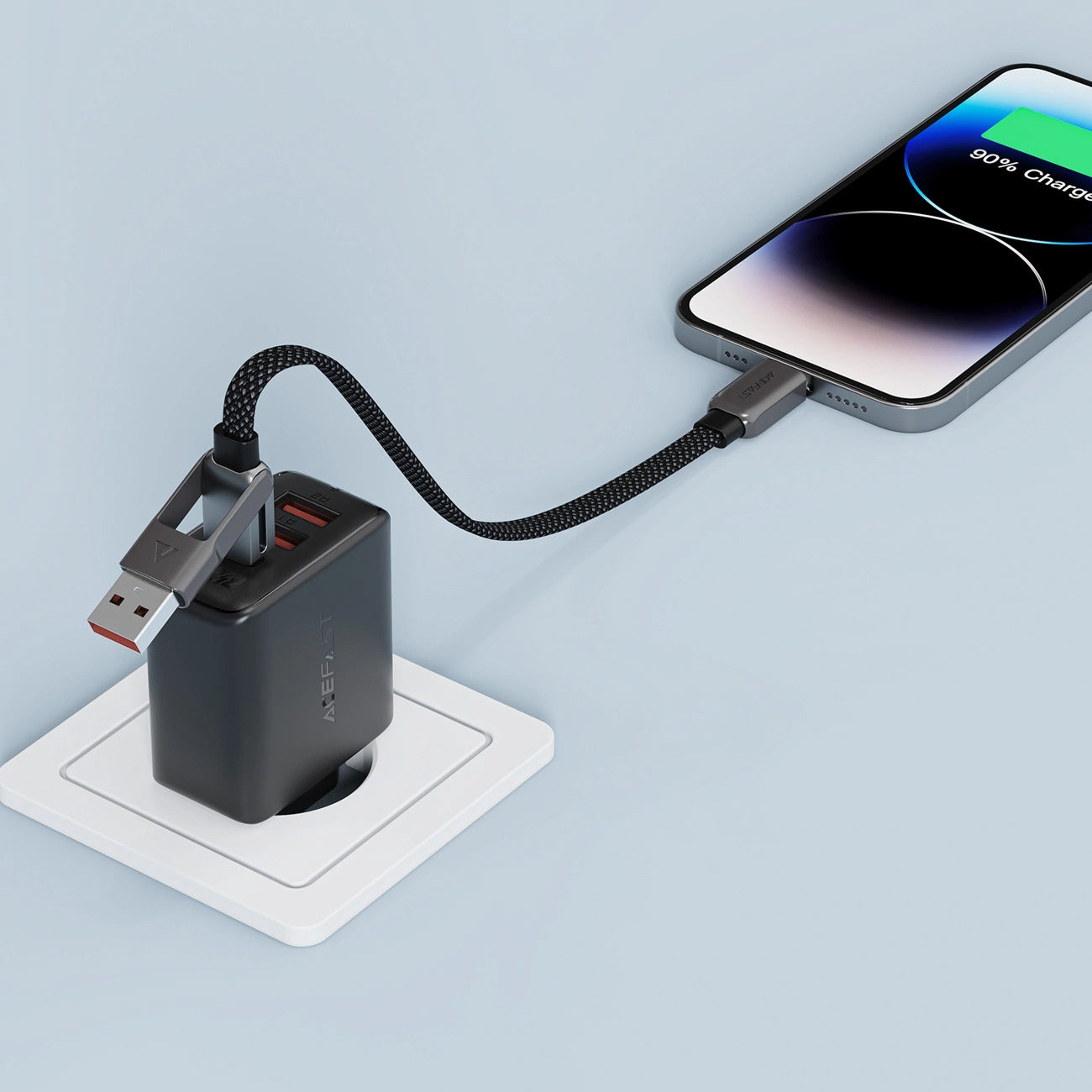 Câble de Données et de Charge USB-C - USB-A / USB-C Acefast C13-05, 60W, 0.2m, Noir