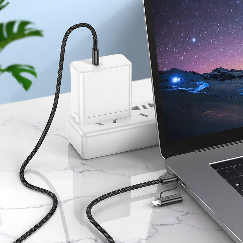 Câble de Données et de Charge USB-C - Lightning / USB-C Borofone BX104 Primo 2in1, 60W, 1m, Noir