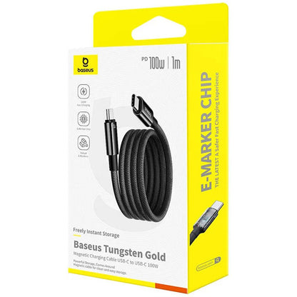 Câble de Données et de Charge USB-C - USB-C Baseus Tungsten Gold, 100W, 1m, Noir P10319805111-00