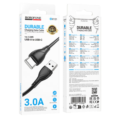 Câble de Données et de Charge USB-A - USB-C Borofone BX121 Energy, 18W, 1m, Noir