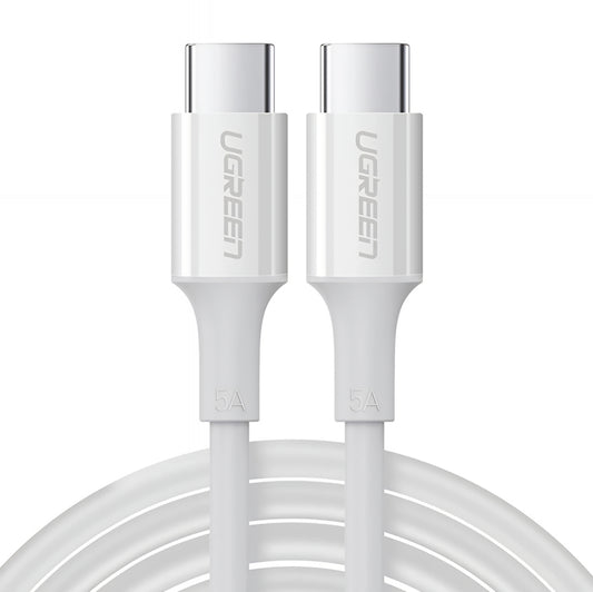 Câble de Données et de Charge USB-C - USB-C UGREEN US300, 100W, 2m, Blanc