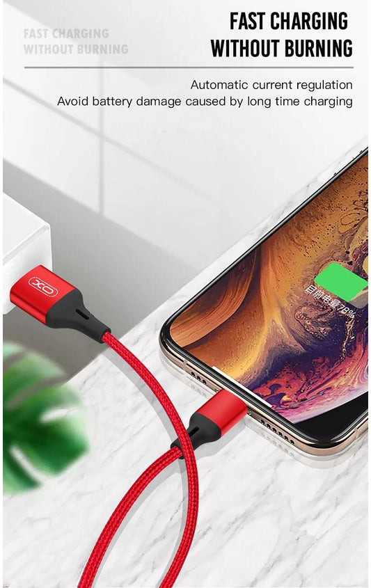 Câble de Données et de Charge USB-A - microUSB XO Design NB143, 18W, 2m, Rouge