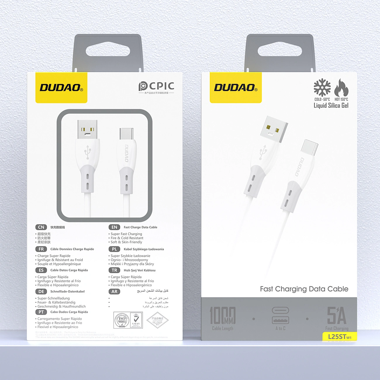 USB-A to USB-C Dudao L25ST Data and Charging Cable, 100W, 1m, White