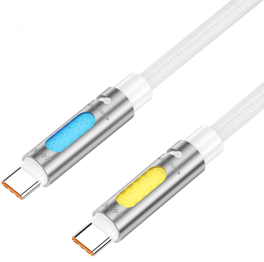 Câble de données et de charge USB-C - USB-C BWOO X325C-C Led, 240W, 1,2m, Blanc