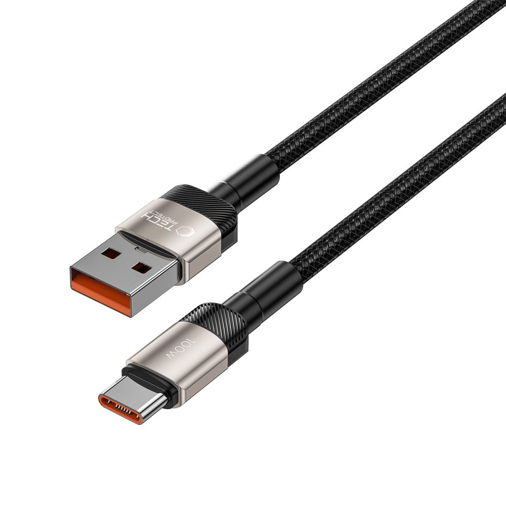 USB-A to USB-C Data and Charging Cable Tech-Protect Ultraboost EVO, 100W, 1m, Silver