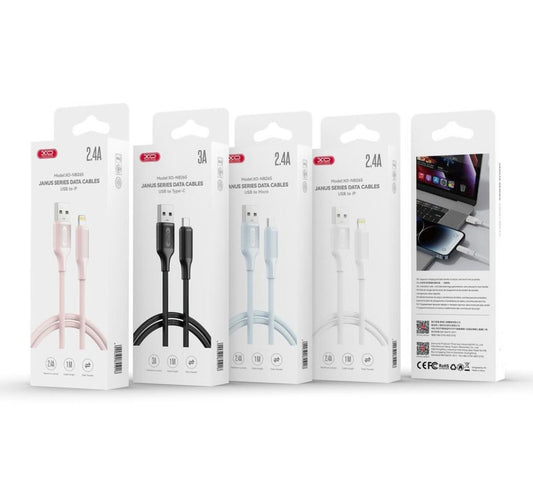 Câble de Données et de Charge USB-A - USB-C XO Design NB265, 18W, 1m, Rose