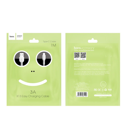 Câble de Données et de Charge USB-A - USB-C HOCO X13 Easy, 18W, 1m, Noir