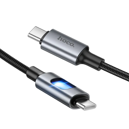 Câble de données et de charge USB-C - USB-C HOCO U144 Led, 60W, 1,2m, Noir