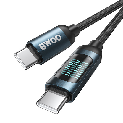 Câble de données et de charge USB-C - USB-C BWOO BO-X304 Led, 60W, 1m, Noir