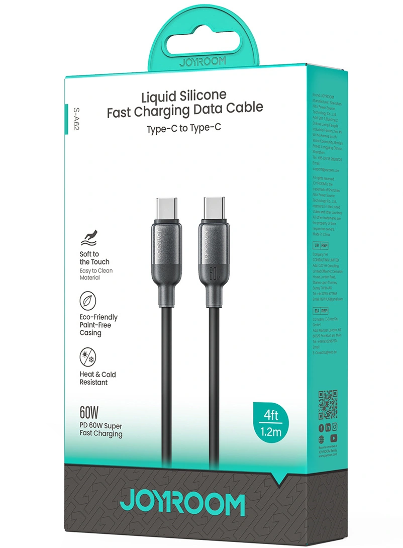Câble de données et de charge USB-C - USB-C Joyroom S-A62 Lively, 60W, 1,2m, Noir