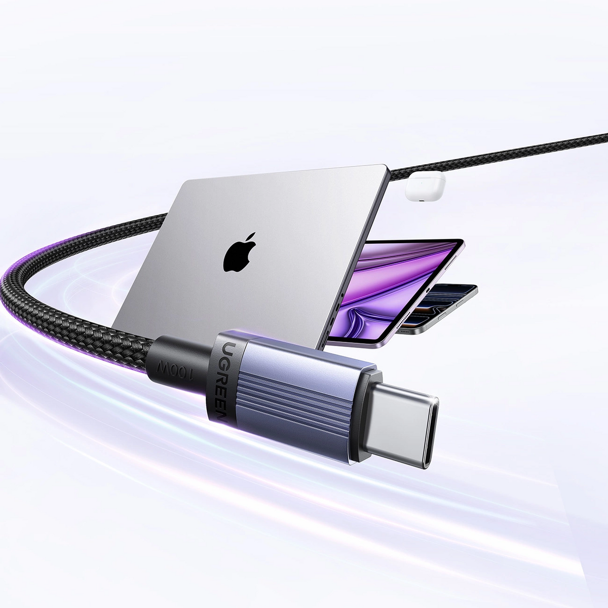Câble de Données et de Charge USB-C - USB-C UGREEN, 100W, 2m, Noir