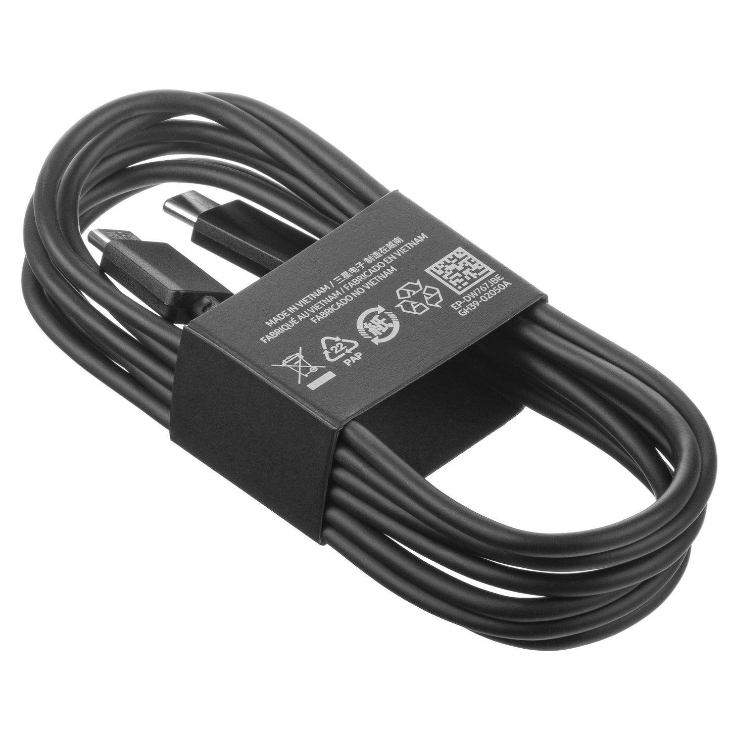 Câble de données et de charge USB-C - USB-C Samsung EP-DW767JBE, 25W, 1.8m, Noir GP-TOU021RFCBW