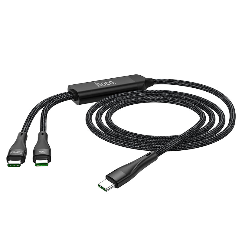 Câble de données et de charge USB-C - USB-C HOCO U102 Super, 100W, 1.2m, Noir