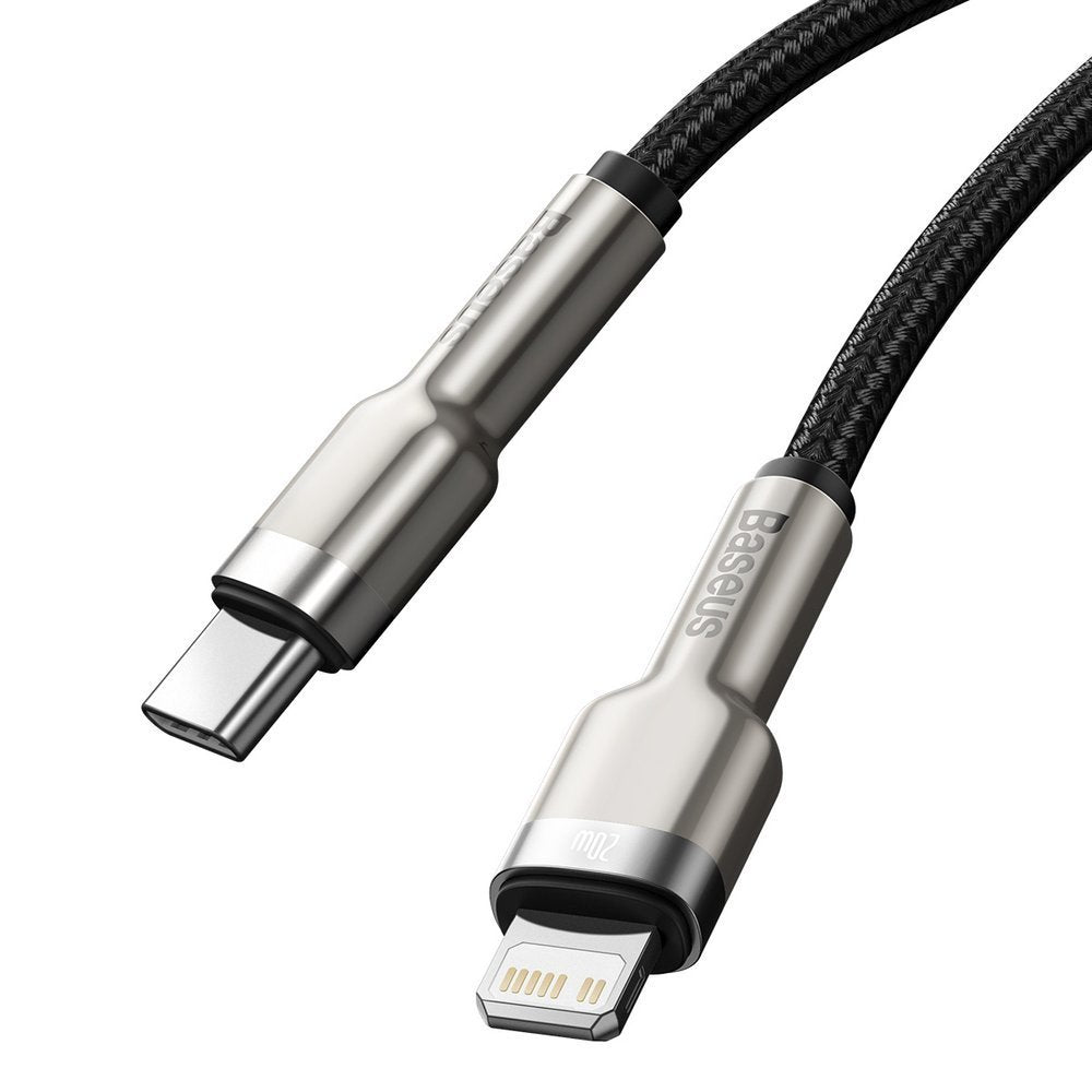 Câble de Données et de Charge USB-C - Lightning Baseus Cafule Metal Series, 20W, 2m, Noir CATLJK-B01