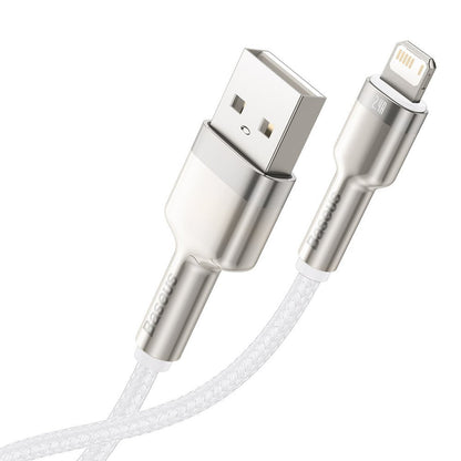 Câble de Données et de Charge USB-A - Lightning Baseus Cafule Metal Series, 18W, 2m, Blanc CALJK-B02