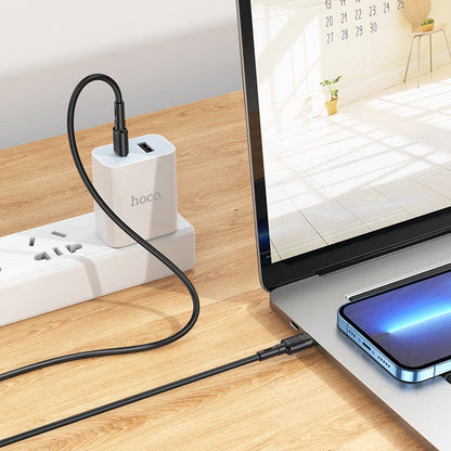 Câble de données et de charge USB-C - USB-C HOCO X83 Victory USB-C, 60W, 1m, noir