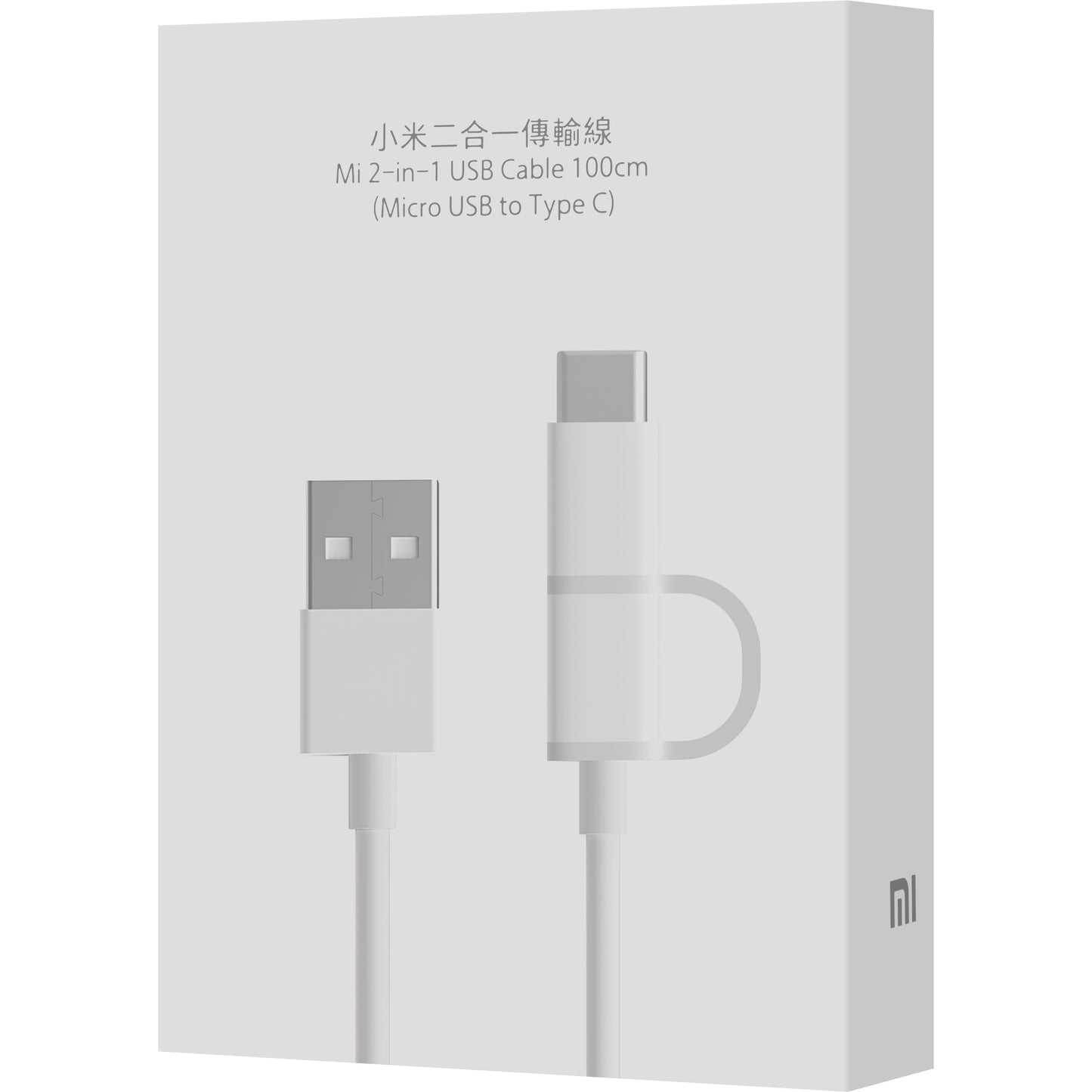 Câble de données et de charge USB-A - microUSB / USB-C Xiaomi Mi 2in1, 18W, 1m, blanc SJV4082TY 