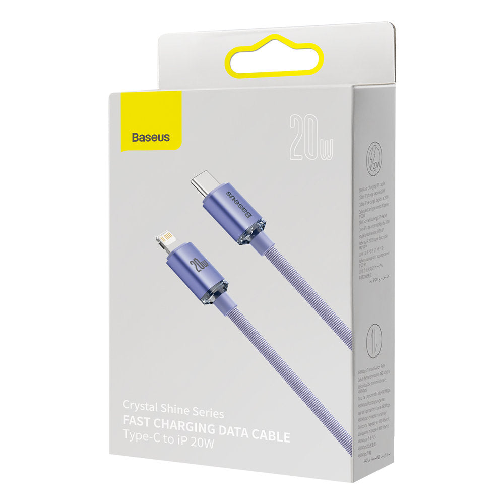 Câble de Données et de Charge USB-C - Lightning Baseus Crystal Shine Series, 20W, 2m, Mauve CAJY000305