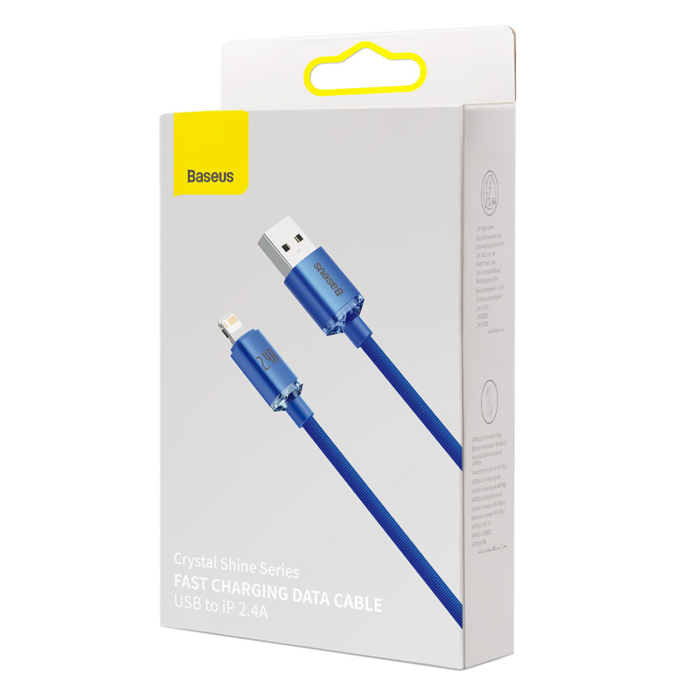 Baseus Crystal Shine Series USB-A - Lightning Data and Charging Cable, 18W, 1.2m, Blue CAJYY000003 