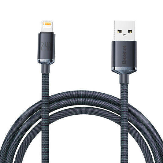 Baseus Crystal Shine Series USB-A - Lightning Charging and Data Cable, 18W, 2m, Black CAJYY00010101 