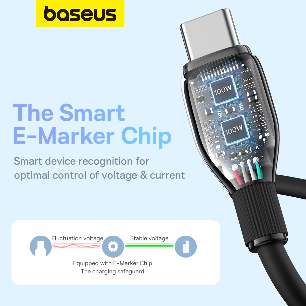 Câble de Données et de Charge USB-C - USB-C Baseus Pudding, 100W, 2m, Noir P10355702111-01