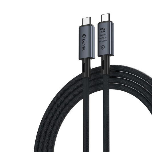 Câble de données et de charge USB-C - USB-C DEVIA EC641, 240W, 1m, Noir