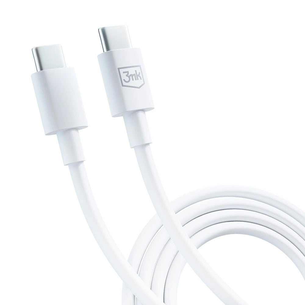 Câble de données et de charge USB-C - USB-C 3MK Hyper, 100W, 1.2m, blanc 