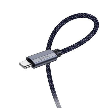 Câble de données et de charge USB-C - USB-C HOCO U134, 240W, 1.8m, 1.8m, Bleu 