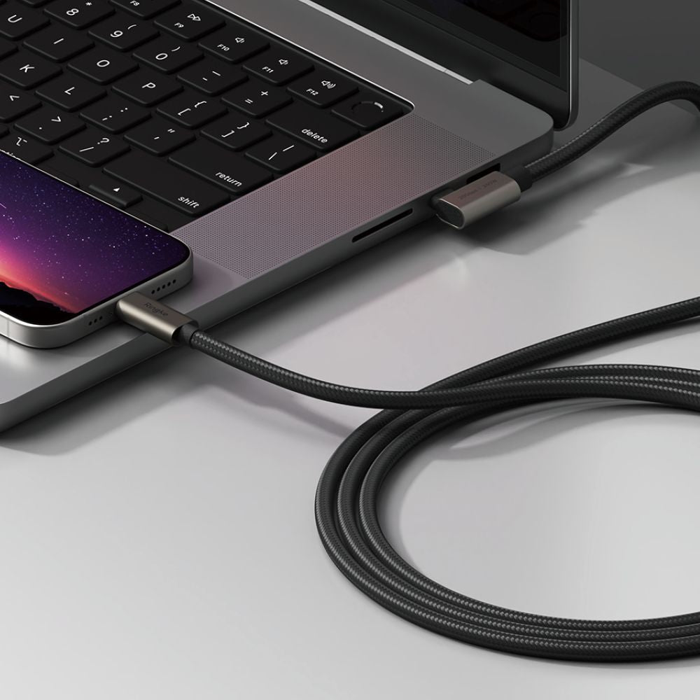 Câble de Données et de Charge USB-C - USB-C Ringke 2X2 Angled, 240W, 1m, Noir