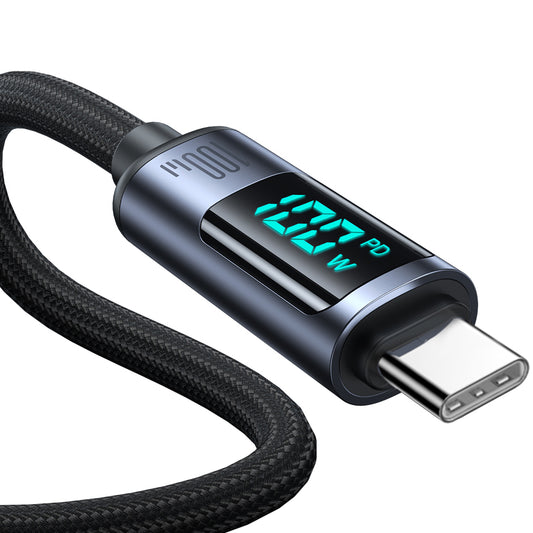 Câble de Données et de Charge USB-C - USB-C Joyroom S-A16 Prism Display, 100W, 1.2m, Noir